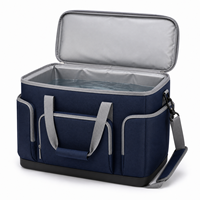 Grand sac isotherme pliable en toile marine avec bandoulière et poches avant pour le camping et la plage
