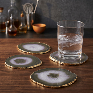 Natural <b>Agate</b> Stone Polished <b>Coaster</b> Drink Mat Handmade Reusable Feng Shui Table Decor for Home Restaurant Gujarat CRYSTAL - Product Image 3