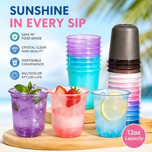 Gobelet à café jetable en plastique transparent de qualité alimentaire en forme de U coloré avec couvercle, logo personnalisé pour les fêtes d'anniversaire - Product Image 4