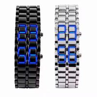 Montre-bracelet rétro pour homme en acier inoxydable, design créatif unique européen et américain, avec LED effet lave, tendance, pour couple