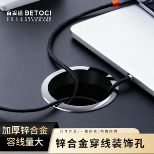 Betoci Zinc Alloy Cable Routing Hole Cover Matte Black Circular For TV Wall Computer Desktop Cable Protection - Product Image 5