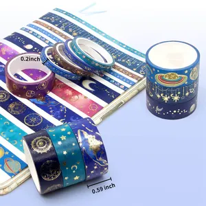 Muestra gratis impermeable grabable holográfica cinta adhesiva Washi impresa personalizada Navidad decorativa Biodegradable Foil Washi Tape