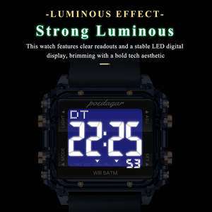 Poedagar E123 New Fashion Men Digital Sports Watch LED Display 50M Waterproof Multifunction <b>Electronic</b> Wristwatch Silicone Reloj - Product Image 4