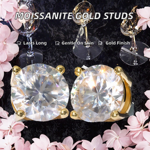 Pendientes de Plata de Ley 925 con Moissanita de 0.2ct-8ct, Modernos, Hipoalergénicos, para Bodas y Fiestas, para Mujeres y Hombres - Product Image 2