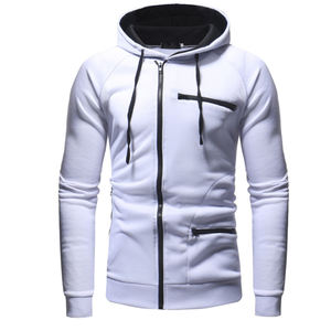 Sweat-shirt de sport en molleton éponge à capuche avec poches pour homme, sweat-shirt à capuche avec fermeture éclair, coupe Slim, veste doublée - Product Image 2