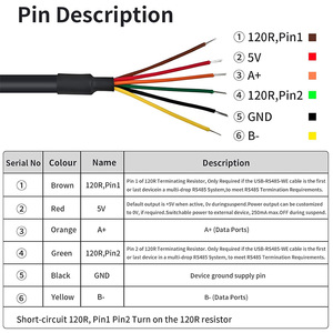 Utech 1.8m USB-RS485-WE-1800-BT 6 dây mở Tước cuối 6pin <span class=keywords><strong>4</strong></span>-<span class=keywords><strong>20mA</strong></span> RS485 Cáp FTDI ft232r sp485 RS485 để chuyển đổi USB - Product Image 4