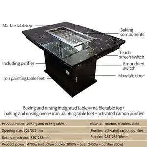 Yawei Commercial Baking And Rinsing Table Marble Table Top Barbecue Hot Pot Table