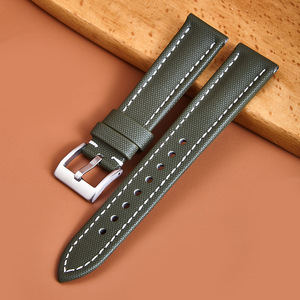 Correa de Reloj Híbrida de Nailon y Cuero Genuino Compatible con <span class=keywords><strong>Mi</strong></span> <span class=keywords><strong>Band</strong></span> 8 Pro Samsung Galaxy, Correa de Cuero Suave con Liberación Rápida - Product Image 4