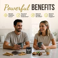 Mélange de café noir instantané en poudre avec racine de maca, ashwagandha, ginseng, huperzine, rhodiola, taurine, citicoline, L-tyrosine - Sans sucre