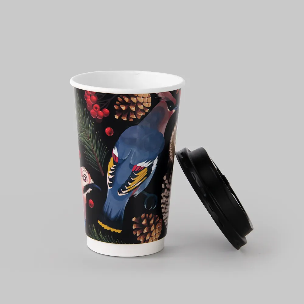 Unique Design Embossed Disposable Takeout Tea Espresso Double Wall 3d Paper Coffee Cups With Lids, 16oz 3d Printed Paper Cups