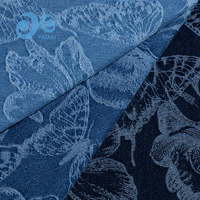 Tissu denim jacquard floral teint en fil, écologique, motif pétales de pivoine épanouissants P1015117, en stock pour la mode homme, femme, garçon et fille