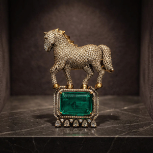 Broche de Luxo em Ouro 18K com Diamante Lapidação Esmeralda e Cravação Pavé, Joia Fina Feminina, Presente - Product Image 3