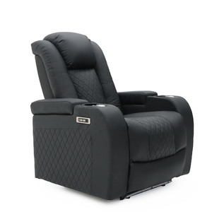 Canapé <span class=keywords><strong>inclinable</strong></span> électrique en cuir Geeksofa moderne 6 places pour home cinéma, ensemble 3 2 1 avec table rabattable et appui-tête électrique - Product Image 5