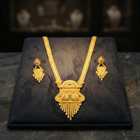 Vente en gros mode 14K 18K 24K Micro colliers longs en or, colliers de conception traditionnelle, micro or en laiton formant un ensemble de bijoux longs