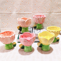 Support de bougie en céramique gravé motif tulipe irrégulière, boîte à bijoux d'intérieur de haute qualité, design Art Déco, décoration d'anniversaire pour la maison