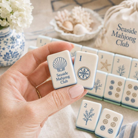 Fichas de Mahjong Americanas Personalizadas con Temática Oceánica, Modernas y Elegantes, de Acrílico Pesado de Triple Capa, con Grabado de Coral en Contraste, Regalo para Fiestas Sociales