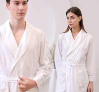 Peignoirs gaufrés unisexes avec logo brodé personnalisé, peignoir long en tricot gaufré, robe de spa, kimono à manches longues, chemise de nuit adulte