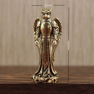 Statuetta di Gufo Profeita in Bronzo - Decorazione Vintage da Scrivania - Ornamento Creativo in Metallo per Ufficio e Casa - Product Image 3