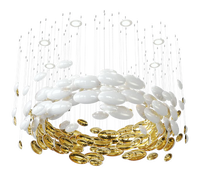 Grand lustre en cristal de luxe personnalisé de style contemporain et moderne avec logo imprimé Luminaire suspendu pour escaliers de villa dans le hall de l'hôtel