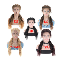 Perruque tressée à trois brins transparente, couleur ombrée synthétique, livraison gratuite, avec dentelle frontale à deux parties