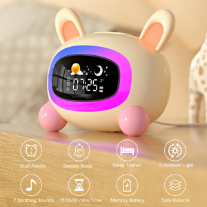 Wholesale Sun Moon Reminder Cute Rabbit Kids Sleep Training Clock Night <b>Light</b> Electronic White Noise Sound Machine - Product Image 2