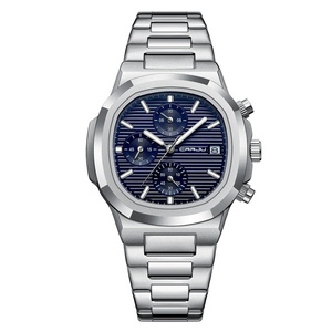 Reloj de Pulsera de Cuarzo Casual para Hombre, Diseño Ovalado, Cronógrafo, Esfera a Rayas, Correa de Acero Inoxidable, Luminoso e Impermeable, OEM ODM - Product Image 4