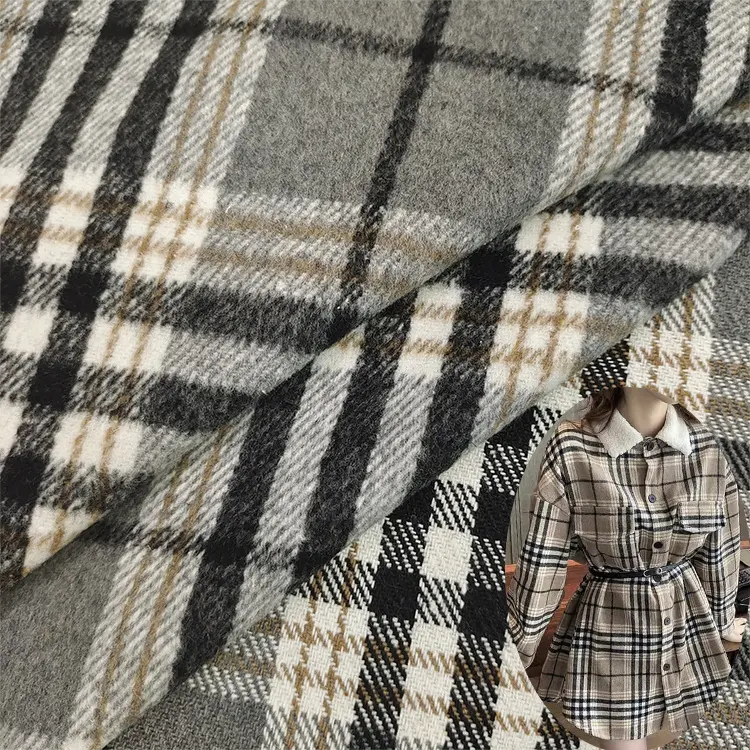 Trendy plaid flannel fabric Plush 100% polyester yarn dyed plaid men's formal suit fleece fabric