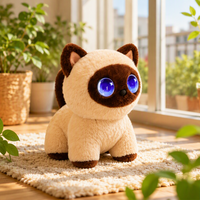 Chat Électrique Interactif Unisexe 30cm en Peluche Courte pour Décoration Intérieure, Prêt à Jouer, Apprendre les Langues