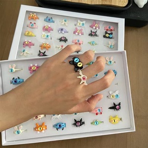 Lindo pequeño monstruo nuevo anillo pareja novias anillo niños regalo anillo de dibujos animados - Product Image 4