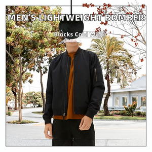 Chaqueta Bomber Casual de Invierno para Hombre, Cuello Alto de Lona, Cierre Frontal con Cremallera, Impermeable, Transpirable, Ligera, Cómoda y Moderna - Product Image 2