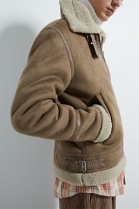 Custom Winter Berber <strong>Lined</strong> Softshell Suede Sherpa <strong>Jacket</strong> for <strong>Men</strong> - Product Image 4