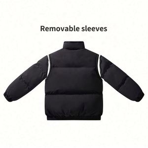 Removable Sleeves Stand Collar Winter High Quality Designer Custom 100% Polyester Men's Sleeveless Puffer <b>Jacket</b> - Product Image 2
