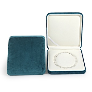 Elegant Handmade Teal PU Leather Pearl Necklace <b>Box</b> Rectangle Shape for Stylish Jewelry Storage - Product Image 2