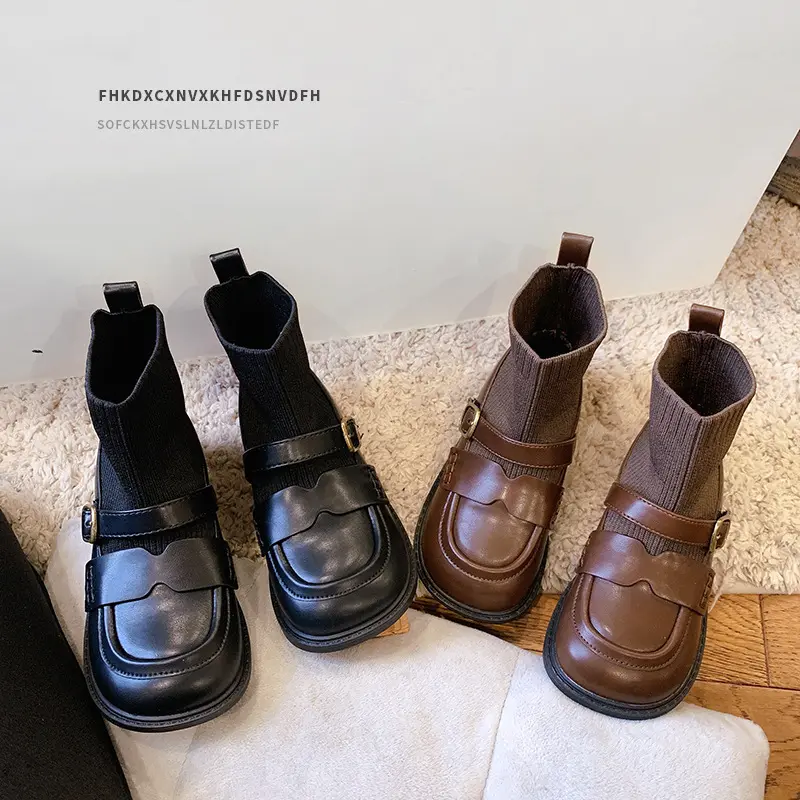 Children boots KIDS leather martin boots shoes autumn new girls fashion bow student boots 1096