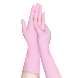 ถุงมือครัวไนไตรล์ ยี่ห้อจอยยัง ขนาด 12 นิ้ว เกรดอาหาร กันน้ำ ใช้แล้วทิ้ง รองรับหน้าจอสัมผัส สีชมพูขาว - Product Image 2