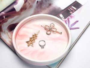 حجر الملمس الوردي الرخام الاكريليك خاتم من السيراميك حامل مجوهرات طبق علبة العطور الزخرفية مضمد المنظم ماكياج صينية - Product Image 5