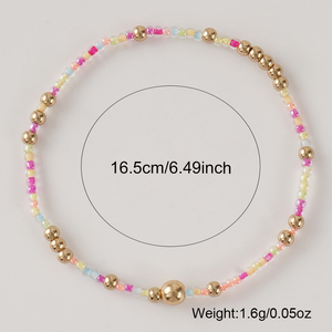 Nouveau Bracelet Bohème Élastique Fait Main en Perles de Verre Colorées, Plaqué Or 18 carats, en Acier Inoxydable, Étanche, pour Anniversaire - Product Image 6
