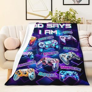 Fantasy Game Controller Flannel Blanket Throw Blanket Nap Blanket Fade Resistant Lightweight for Travel <b>Camping</b> Custom Print - Product Image 2