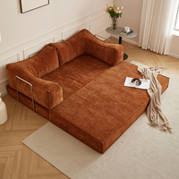 Sofá Cama Modular Convertible de Espuma, Diseño Plegable Tapizado con Reposabrazos Trasero Extraíble para Dormitorio y Sala de Estar