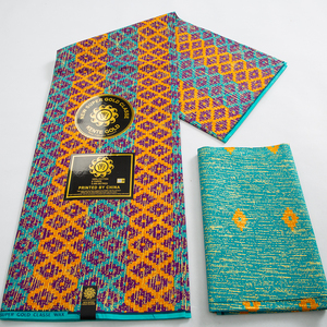 4+2yards Ankara African Gold Fabric Real Wax Fabric Pure Cotton <strong>Material</strong> Nigeria Ghana Kente Lace for Cloth <strong>Sewing</strong> DIY <strong>Materials</strong> - Product Image 2