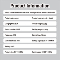 Barco de Control Remoto Flytec V002 2.4GHz, Simulación de Cocodrilo, 4 Canales, Juguete Acuático para Mayores de 14 Años, Listo para Usar, Alcance de 30m