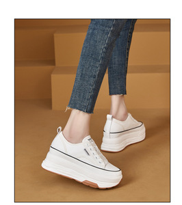 Cool Girl Outdoor Super Height ha aumentato le scarpe da Sneakers traspiranti scarpe Casual in pelle di mucca da donna - Product Image 6