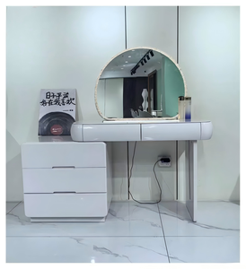 Table de maquillage moderne sur pied avec bureau de rangement en MDF blanc, durable et écologique pour la chambre à coucher - Product Image 1