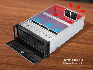 Boîtier de serveur métallique Rosewill 4U pour montage en rack |   12 disques à échange à chaud |   Compatible E-ATX |   <span class=keywords><strong>3x</strong></span> Ventilateurs avant 120 mm, <span class=keywords><strong>2x</strong></span> ventilateurs arrière 80 mm | - Product Image 3