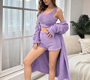 Nouvel arrivage de vêtements de nuit en satin <span class=keywords><strong>pour</strong></span> femmes, haut caraco uni et pantalon ample en dentelle longue, ensembles de pyjamas en soie PJ <span class=keywords><strong>pour</strong></span> femmes - Product Image 1