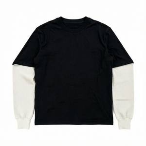 Camiseta de Manga Larga de Doble Capa para Hombre con Estampado DTG Personalizado, Cuello Redondo, Estilo Waffle Térmico de Algodón, Ropa Urbana OEM - Product Image 1