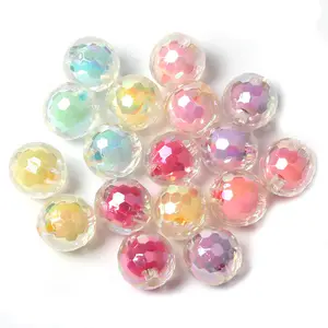 Gemischte Chargen glänzende AB-Farbe Acryl-Glanzperlen DIY-Perlen für Haarband-Armbänder