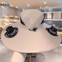 Topi Pancing Tenaga Surya Kustom dengan Kipas Ganda, 3 Kecepatan, Dapat Diatur, Model Bucket, USB Rechargeable, Pinggiran Lebar, Dilengkapi 2 Kipas untuk Aktivitas Luar Ruangan