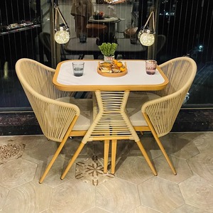 Conjunto <span class=keywords><strong>de</strong></span> Mesa <span class=keywords><strong>y</strong></span> <span class=keywords><strong>Sillas</strong></span> <span class=keywords><strong>de</strong></span> Bambú para Balcón, Estilo Simple, Informal, para Exteriores, Patio, Aire Libre, Creativo, Pequeño - Product Image 3