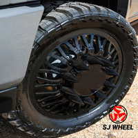 Rines SJ Forjados a Medida para Camionetas Dually, Cromado Pulido Negro, 22x8.25 24x8.25 26x8.25 28x8.25, Diseño Cóncavo Profundo para Ford y Toyota